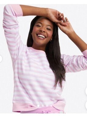 NWOT, Draper James Blush Pink and White Striped Crewneck sweatshirt, XS